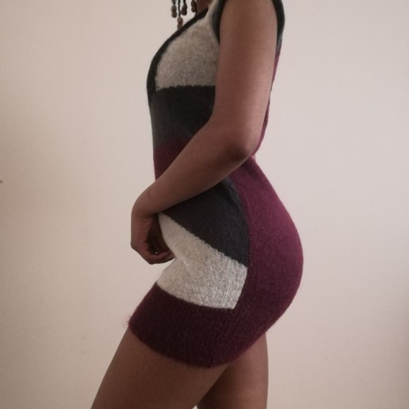 Twik La Maison Simons Mohair Geometric Sleeveless Mini Sweater Dress - Picture 7 of 12